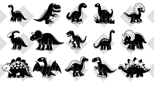Bold Dinosaur Silhouettes — 15 Prehistoric Vector Icons | SVG + PNG - Image 1