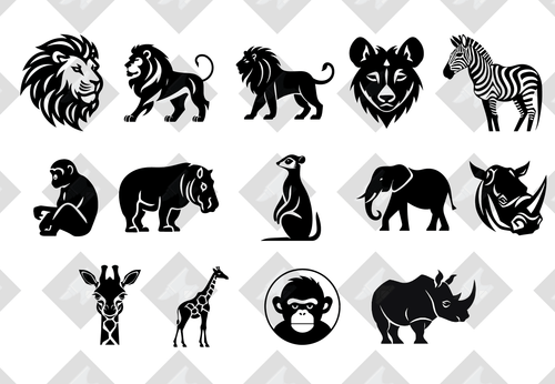 African Safari Animal Silhouettes — 14 Wildlife Vector Icons | SVG + PNG - Image 1